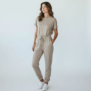 Splendid Eco Short Sleeve Terry Jumpsuit Large NWT